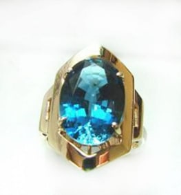 Ring Natural London Blue Topaz 6.84Ct 14k Y/g