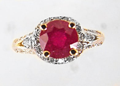 Ruby Diamond Ring 2.37Ct 14k Yellow Gold