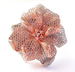 Creation Diamond Ring 6.45Ct 18k R-W/g Overlay