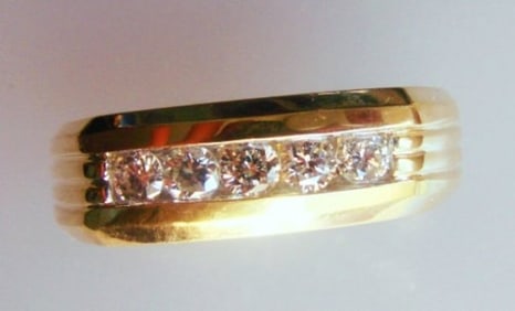 Wedding Diamond Men Ring .85Ct 14k Y/g SZ 8