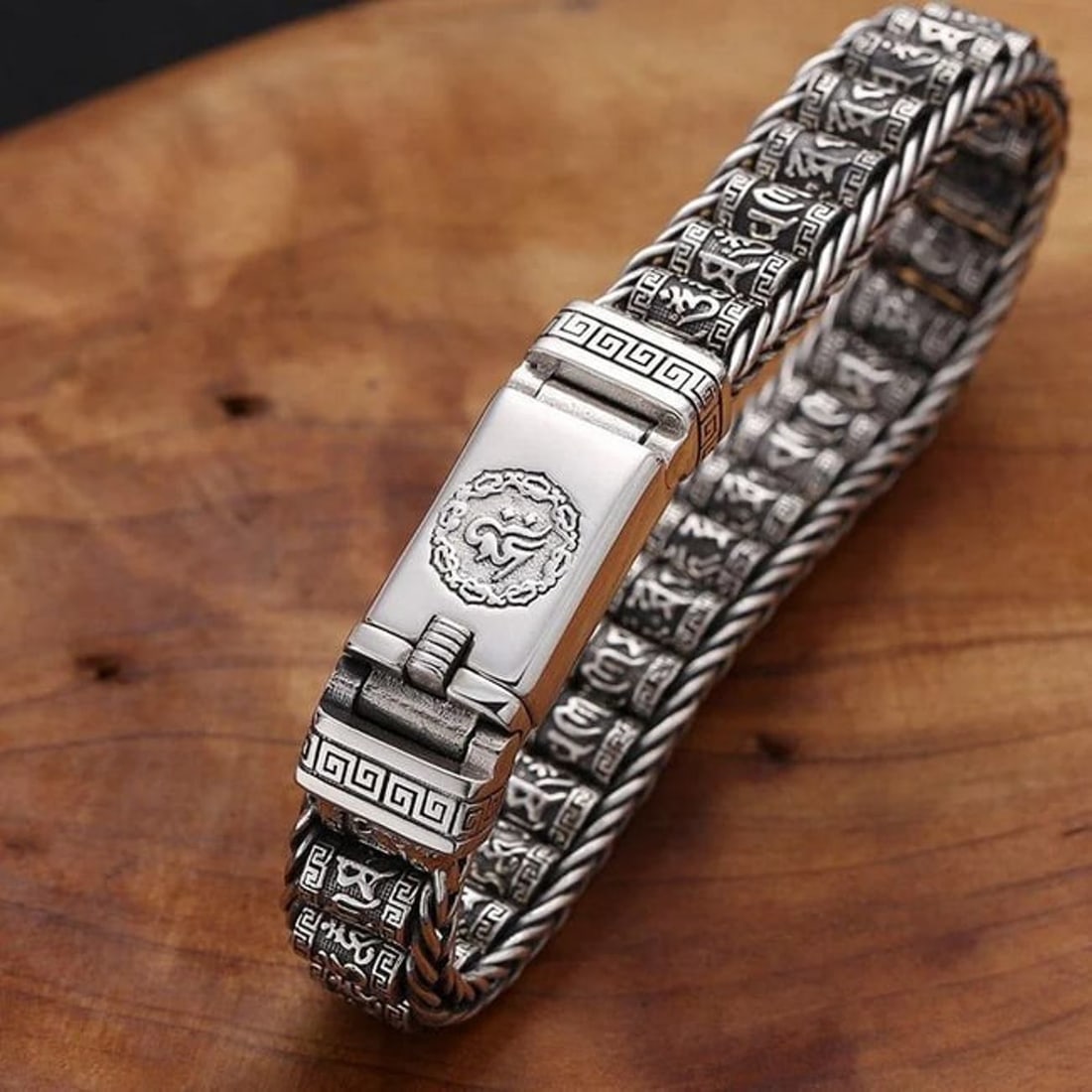 Man’s 925 Silver Rotating Drum Hand Bracelet (1 of 3)