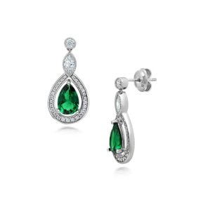Creation Diamond/Green Garnet Earring 3.89Ct 18k W/g