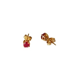 Stud Ruby Earrings .82 Carat 14k Yellow Gold