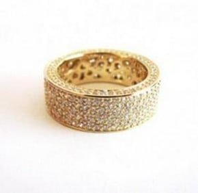 Creation Diamond Eternity Ring 3.10Ct 18k Y/g Overlay