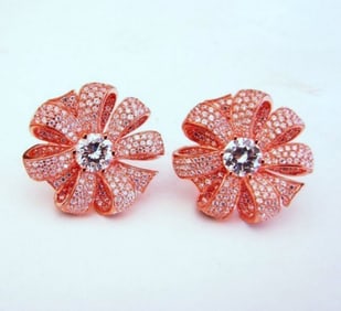 Creation Diamond Earrings 3.75Ct 18k R/g Overlay