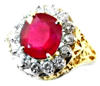 Ruby Diamond Ring 3.90Ct 14k Y/g