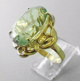 Green Amethyst Ring 10.23 Cara 14k Y/g