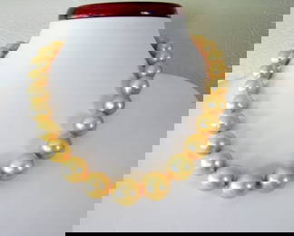 Golden South Sea Pearl Graduation Necklace 17.5"inch