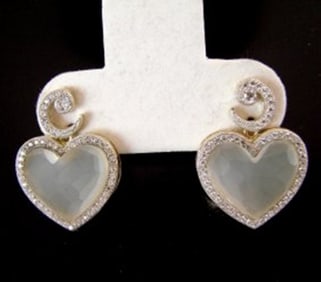 Creation Diamond Moon Earrings 29.86Ct 18k Y/g Overlay
