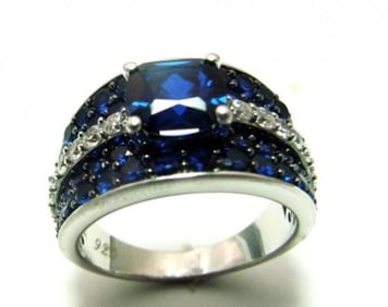 Creation Dia/ Sapphire Ring 3.75Ct 18k W/g Overlay
