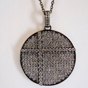 Creation Diamond Circle Pendant 3.94Ct 18k B/g Overlay
