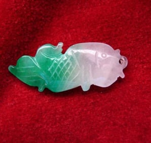Natural Jadeite Jade Golden Fish Pendant Grade A