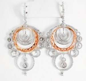 Creation Diamond Chandeliers Earr 5.68Ct 18k W/g Over