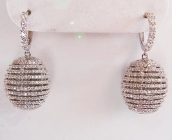 Creation Diamond Dangle Earring 2.45Ct 18k W/G Overlay 925