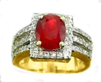 Anniversary Ruby Diamond Ring 4.59Ct 14k Y/g