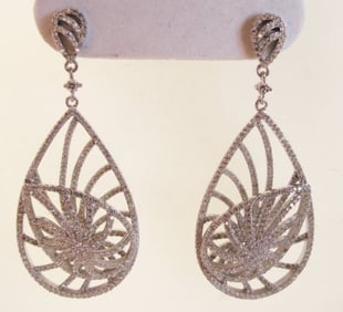 Creation Diamond Chandeliers Ear 4.30Ct 18k W/g Overlay