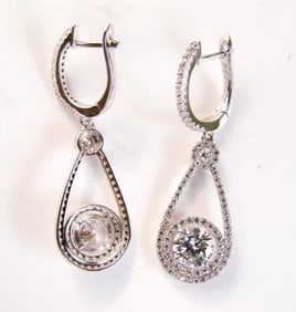 Creation Diamond Earrings 3.94Ct 18k W/g Overlay