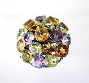 Multicolor Stone Ring 23.40Ct 18k B/g Overlay