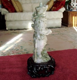 19th Cen China Jade Carving Famous Dragon Gong Guanyu