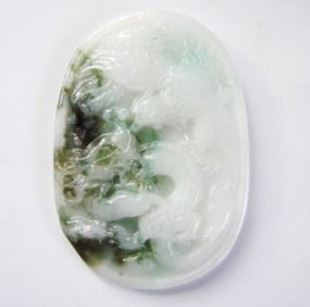 Natural green jadeite jade Dragon and Phoenix Grade A