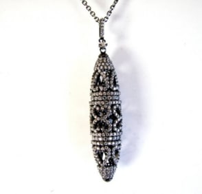 Creation Diamond Pendant Drop 3.20Ct 18k B/G Overlay