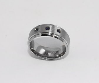 Man'S Cobalt Eternity Band with Blue Sapphire