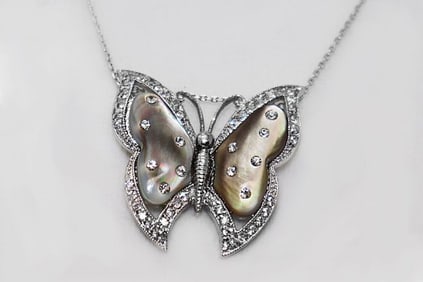 Creation, Diamond Necklace Butterfly Mother Pearl