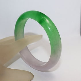 Gem Type: Natural Translucent Solid Chinese Jade Grade: B Item: Jade Bangle, Size 7 Outer