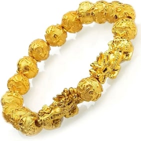 Dragon Fashion Bracelet 10mm 22K Gold Overlay Brass