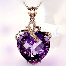 Creation Amethyst/Crystal Necklace Rose/Gold Overlay Brass