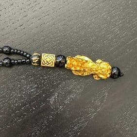 Pi Xiu Dragon Necklace 24k gold Overlay Brass