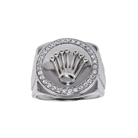 Man's Ring Crown Ring 18k W/G Overlay 925
