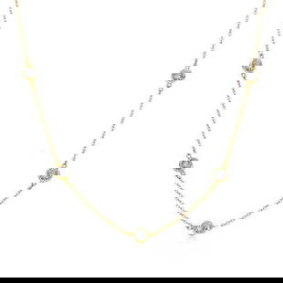 Creation, Diamond Pazel Chain 14k Y/G overlay: Gem: Creation, Diamond White Stone: 2.10 Carat round size: 10mm and 21 pieces Clarity: VS1 Color: G Metal: 14k yellow overlay 925 Silver Length: 60 Inches Made in Italy
