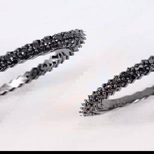 Creation Black Diamonds 1.10Ct 18k B/g Overlay: Gem: Creation Black Diamonds Ring Condition: New Item: Band Ring (Available size: 7) Stone: Approx 1.10 carat Clarity: Opaque, Color: Fancy Black Setting name: Micro Pave 18k Antique gold color overla