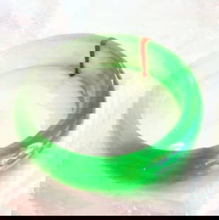 Natural Jade Bangle Grade B Size: 7.5: Gem Type: Natural Jadeite Jade Item: Jade Bangle Grade: B Color: Green and White an texture Transparency: Semi-Transparent Shape & Cut: Solid Jade Band/Half Rounded Band Jade Finish: Hand cut and hand
