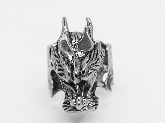 Man's Dragon Stainless Steel Ring: Quality: 1 Item: Ring Face Measurement: 34 mm X 25 mm Weight: 24 grams Size: 13 Width Band: 5 mm Thickness: 2.5 mm Design: Dragon Condition: New Metal: Stainless Steel, This item was made by H