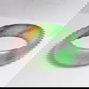 Translucent Solid Multi-Color Chinese Jade Bangle Size:: Natural Translucent Solid Multi-Color Chinese Jade Bangle Size: 6.25Gem Type: Natural Translucent Solid Chinese Jade Grade: B Item: Jade Bangle, Size 6.25 Outer Diameter: 75 mm >Inter Diameter : 57mm
