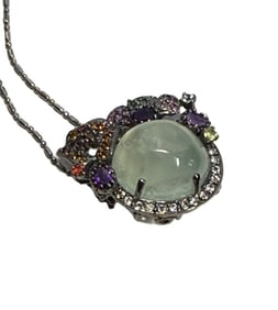Natural Gems Multicolor Pendant /Brooch 26.35Ct 18k W/g