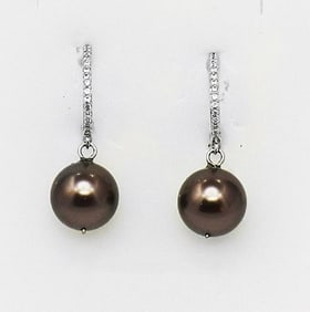 Swarovski Pearl Earrings &Creation, Diamond .25CT 18k W/g