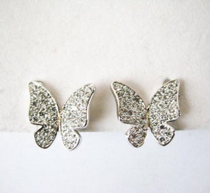 Creation, Diamond Butterfly Earrings 1.60Ct 18k W/gOverlay