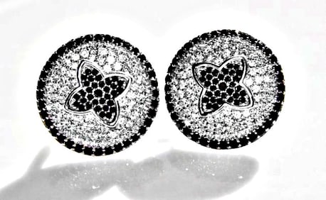 Creation Diamond W-B EarringS 4.20Ct 18k W/g Overlay