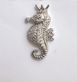 ing Sea Horse Tie Pin Creation, Diamond 18k W/g Overlay