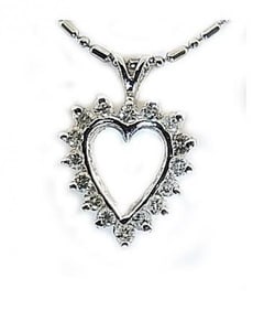 Heart Diamond Pendant .75Ct 14k White Gold