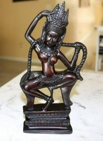 Cambodian Wood Carved Apsara Dancer 19th Century