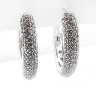 Diamond Creation Hoop Earrings 3.10Ct 18k W/G Overlay