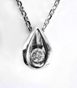 Diamond Design Pear Shape Pendant .23Ct 14k Wg