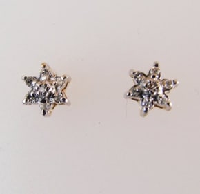 Diamond Flower Stud Earring .12 Ct 14k Y/g