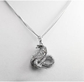 Snake Figure Pendant 18K Whit Gold Overly Brass