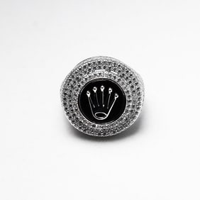 Man's Ring Crown Ring 18k W/G Overlay 925