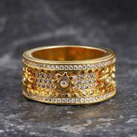 Creation, Diamond Gear Eternity Ring 1.15Carat Y/g Overlay 925